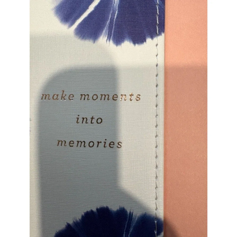 Make Moments Into Memories Blue Floral Notebook with Attached Rose Gold Zipper P